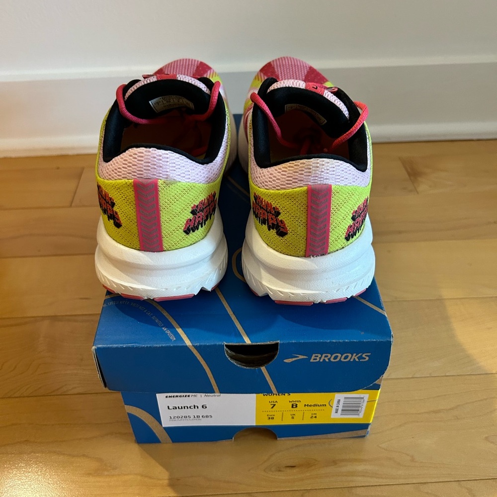 Brooks Pink and Yellow Athletic Shoes - Picture 2 of 6
